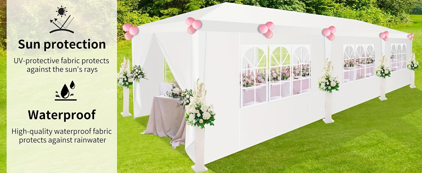 CAROMA 10x30ft Collapsible party tent with 8 detachable sidewalls, perfect for parties, weddings, business events and can be assembled without tools