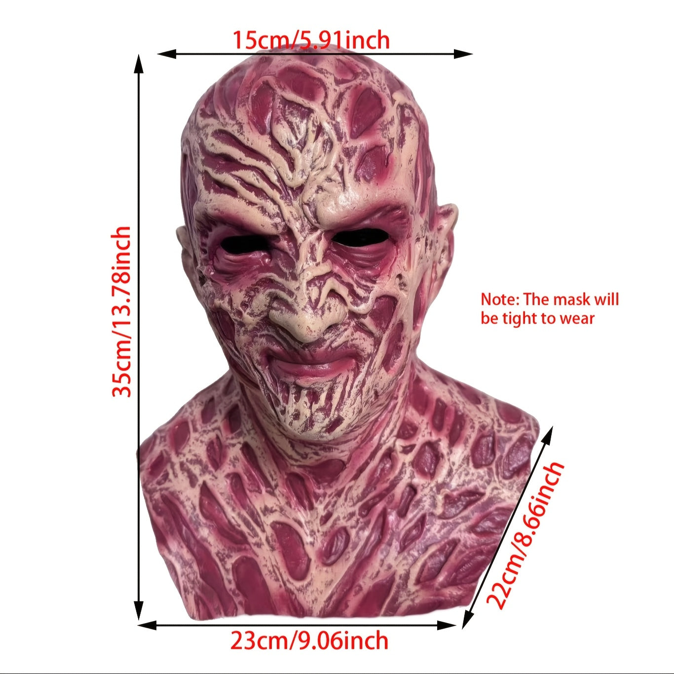 Freddy Krueger Latex Headgear, Synthetic Rubber Horror Movie Headpiece, A Nightmare On Elm Street Inspired, for Costume Party, 14+ Age Group, with No Battery Required