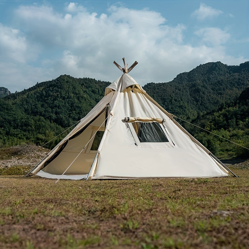 BISINNA Hexagonal Pyramid Tent for 2-4 People - Waterproof, Durable Oxford Fabric with Zip Closure and Iron Frame - Perfect for Family Camping