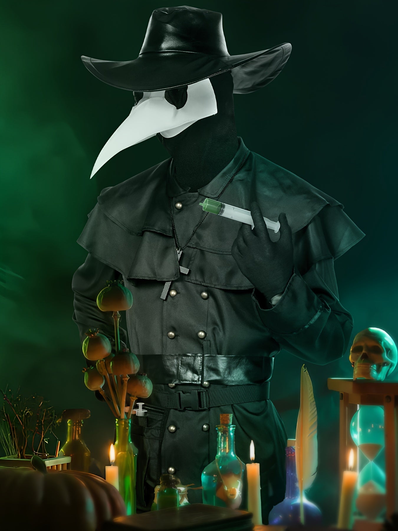 Steampunk Pestdoktor Kostüm für Herren - Mystisches Outfit für Halloween und Mottopartys