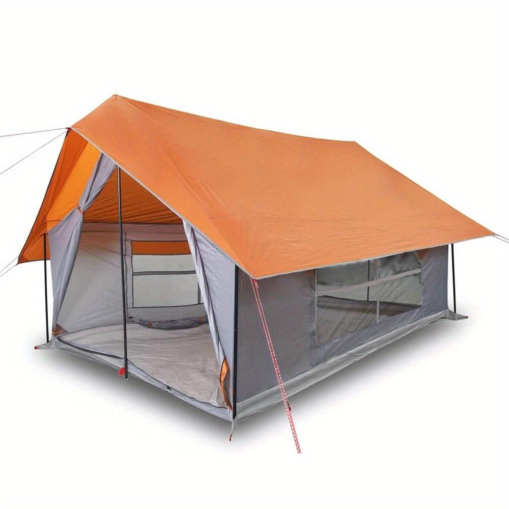 Camping tent for 5 people, grey and orange, waterproof