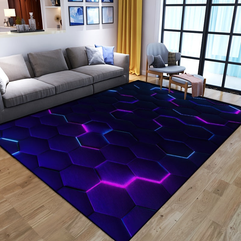 3D Visual Effect Area Rug - Non-Slip, Machine Washable Polyester Carpet for Living Room & Bedroom Decor