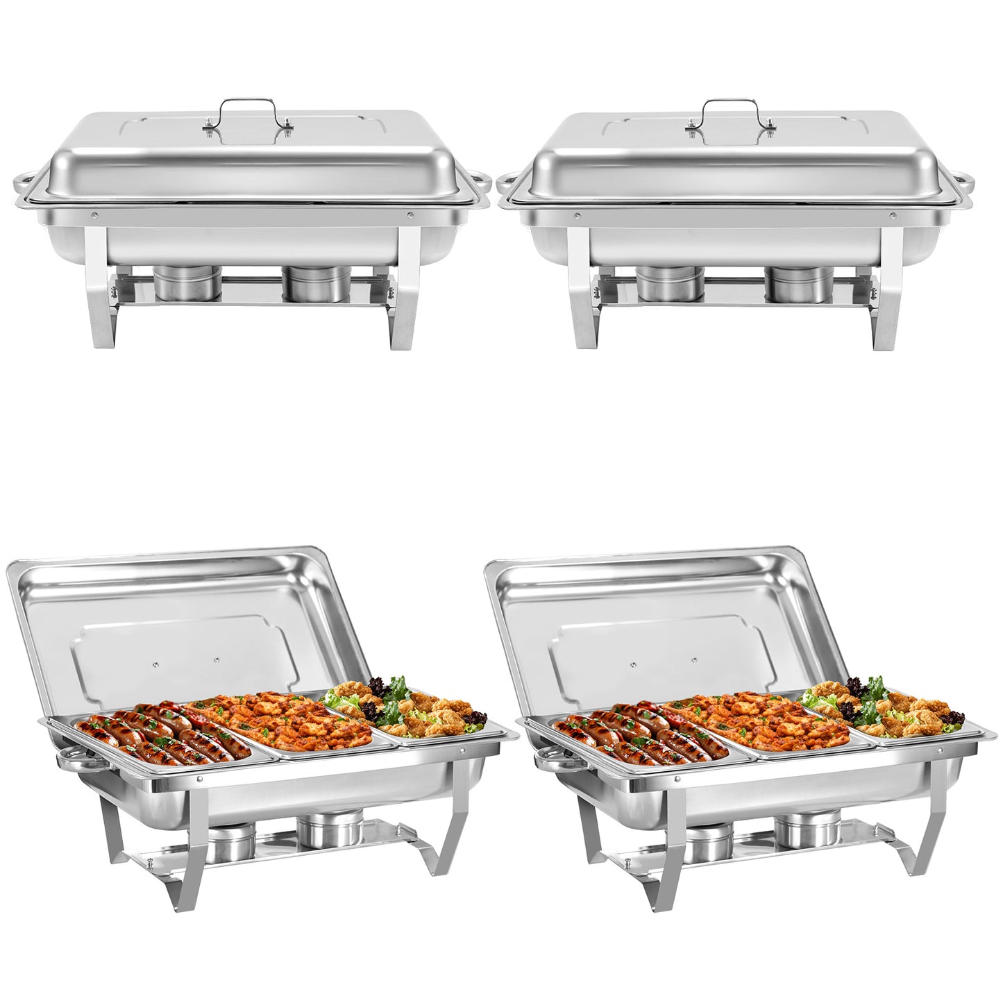 9L 2/4/6/8pcs Chafing Dish Edelstahl Buffet-Set Warmhaltebehälter Speisenwärmer Wärmebehälter Rechaud für Catering, Buffet und Party