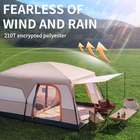 KAIROAD Spacious Beige Tent - 2 Bedrooms & Living Room, Portable Folding Design for Camping and BBQs, Windproof & Waterproof Oxford Fabric, All-Season Zip Closure, KAIROAD