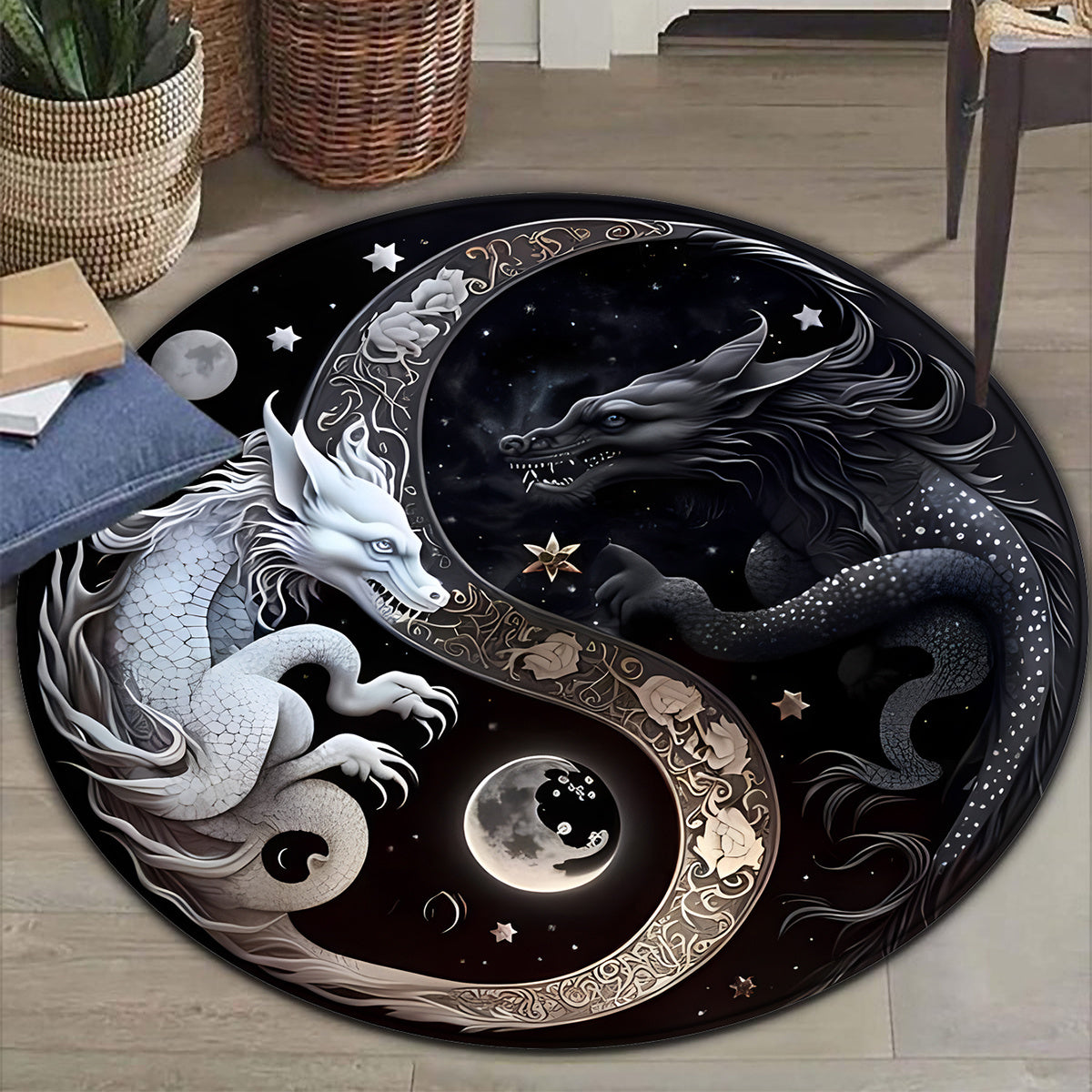 Dragon Round Rug Doormat Floor Mat Dragon Carpet Home Carpet Hotel Living Room Floor Mats Anti Slip, Available Machine Wash