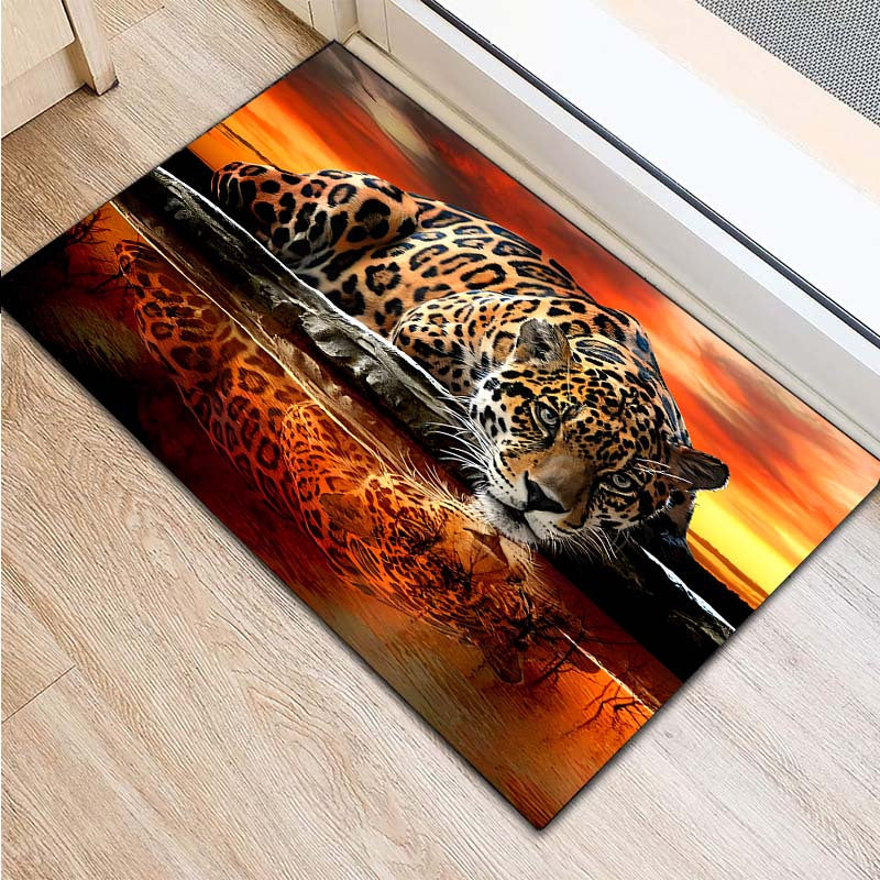 1pc 3D Printed Leopard Pattern Area Rug, Anti-slip Non-Shedding Stain Resistant Carpet, Suitable For Living Room Bedroom Laundry Room, Machine Washable, Home Decor, Room Decor