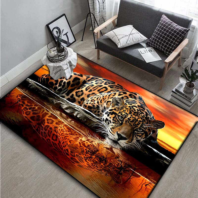 1pc 3D Printed Leopard Pattern Area Rug, Anti-slip Non-Shedding Stain Resistant Carpet, Suitable For Living Room Bedroom Laundry Room, Machine Washable, Home Decor, Room Decor