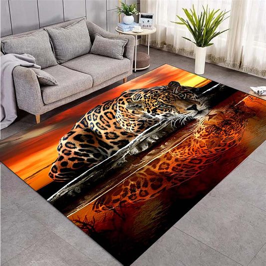 1pc 3D Printed Leopard Pattern Area Rug, Anti-slip Non-Shedding Stain Resistant Carpet, Suitable For Living Room Bedroom Laundry Room, Machine Washable, Home Decor, Room Decor