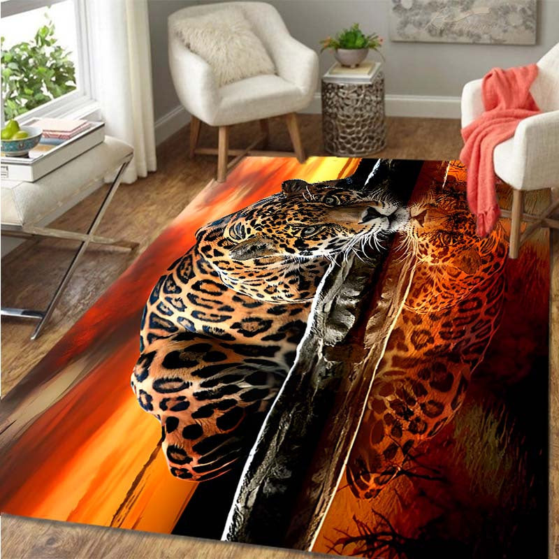 1pc 3D Printed Leopard Pattern Area Rug, Anti-slip Non-Shedding Stain Resistant Carpet, Suitable For Living Room Bedroom Laundry Room, Machine Washable, Home Decor, Room Decor