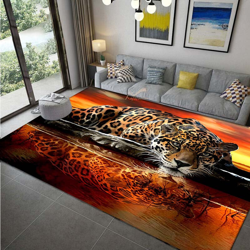 1pc 3D Printed Leopard Pattern Area Rug, Anti-slip Non-Shedding Stain Resistant Carpet, Suitable For Living Room Bedroom Laundry Room, Machine Washable, Home Decor, Room Decor