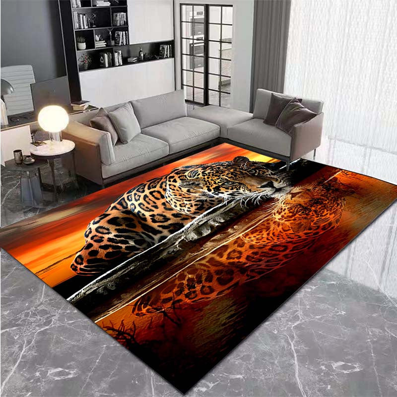 1pc 3D Printed Leopard Pattern Area Rug, Anti-slip Non-Shedding Stain Resistant Carpet, Suitable For Living Room Bedroom Laundry Room, Machine Washable, Home Decor, Room Decor