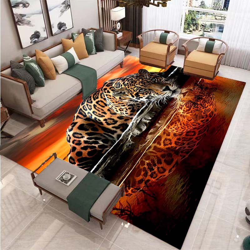 1pc 3D Printed Leopard Pattern Area Rug, Anti-slip Non-Shedding Stain Resistant Carpet, Suitable For Living Room Bedroom Laundry Room, Machine Washable, Home Decor, Room Decor