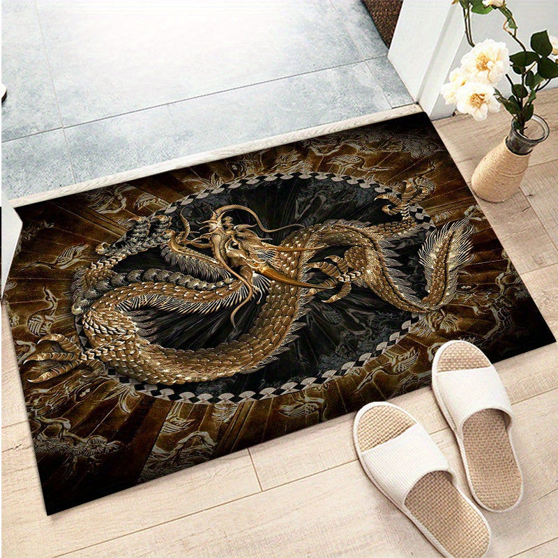 [800g/m2g Weight Crystal Velvet] 1pcs Dragon Pattern Rug Non-slip Area Rug Office Chair Mat Carpet For Living Room Bedroom Home Decor