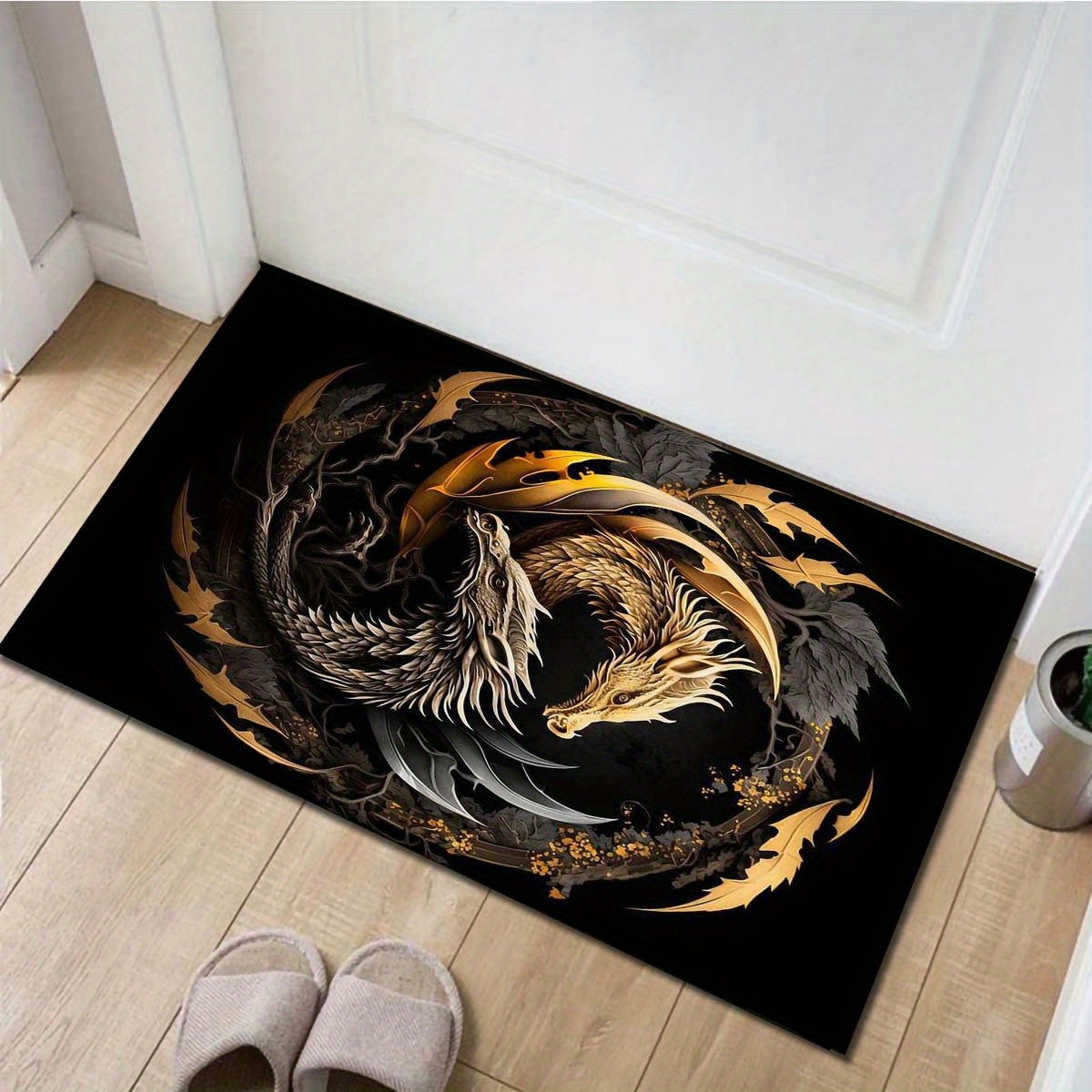 800g/m2 Crystal Velvet Dragon Pattern Floor Rug Carpet Living Room Doormat Plush Non-slip Chair Mat bathroom Carpet