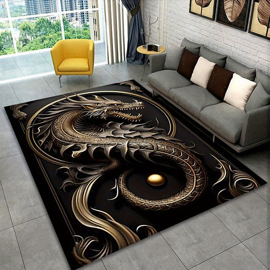 1pc, Crystal Velvet Dragon Non-slip Floor Mat Carpet Entrance Door Mat Living Room Bedroom Game Room Laundry Room Dormitory Carpet Room Decoration