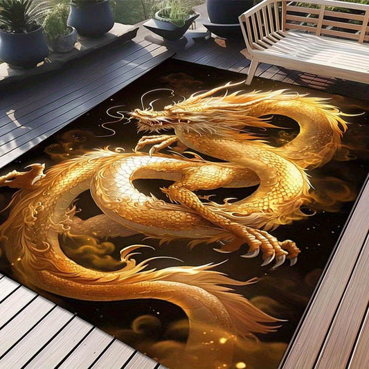 800g Per Flat Crystal Velvet Golden Dragon Rectangular Carpet, New Year's Festival Floor Mat, Wash The Carpet, For The Home Decoration Room Decorative Room Decorative Door Corridor