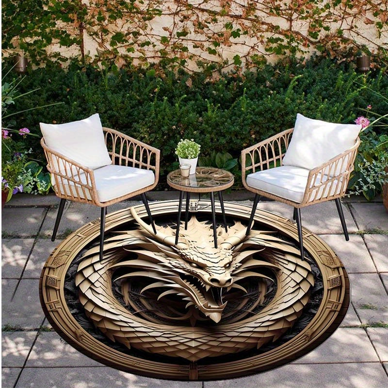 Luxurious Crystal Velvet Dragon Pattern Area Rug - Soft, Waterproof, All-Season Carpet for Outdoor, Patio, Bedroom & Kitchen Decor