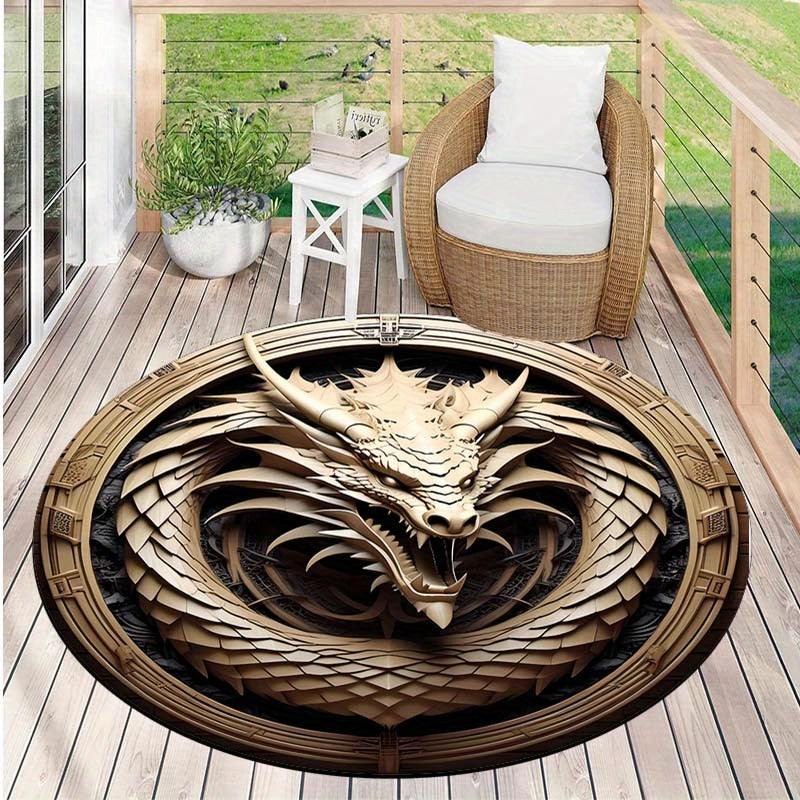 Luxurious Crystal Velvet Dragon Pattern Area Rug - Soft, Waterproof, All-Season Carpet for Outdoor, Patio, Bedroom & Kitchen Decor