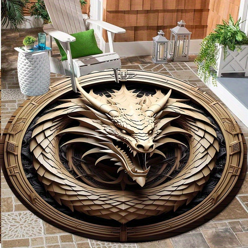 Luxurious Crystal Velvet Dragon Pattern Area Rug - Soft, Waterproof, All-Season Carpet for Outdoor, Patio, Bedroom & Kitchen Decor