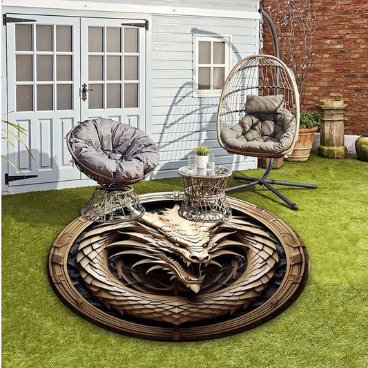 Luxurious Crystal Velvet Dragon Pattern Area Rug - Soft, Waterproof, All-Season Carpet for Outdoor, Patio, Bedroom & Kitchen Decor