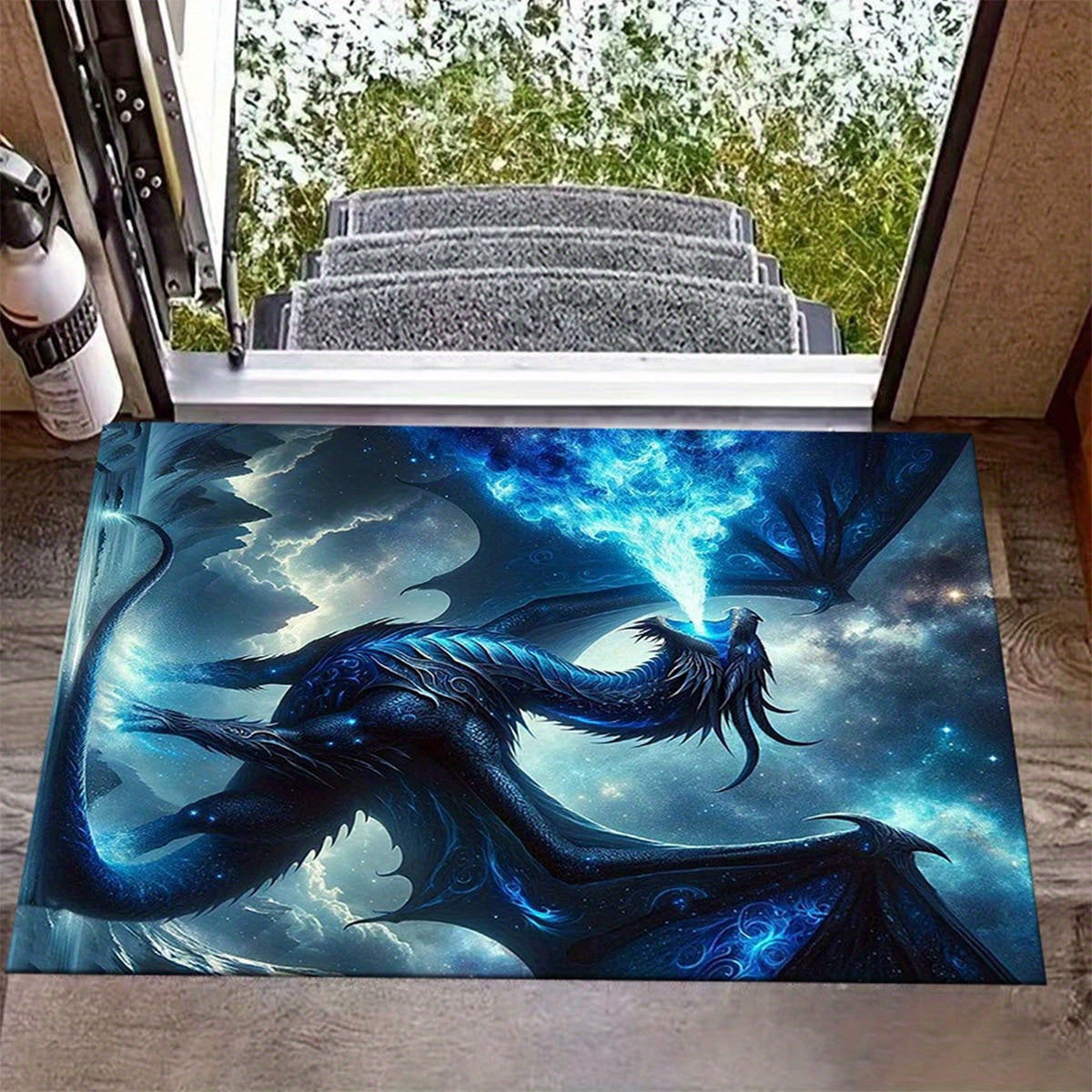 Intricate Detail, Dragon Fire 3D Area Rug - Large, Non-Slip Polyester Floor Mat for Living Room, Bedroom, Office, and Outdoor Decor, Rugs for Living Room