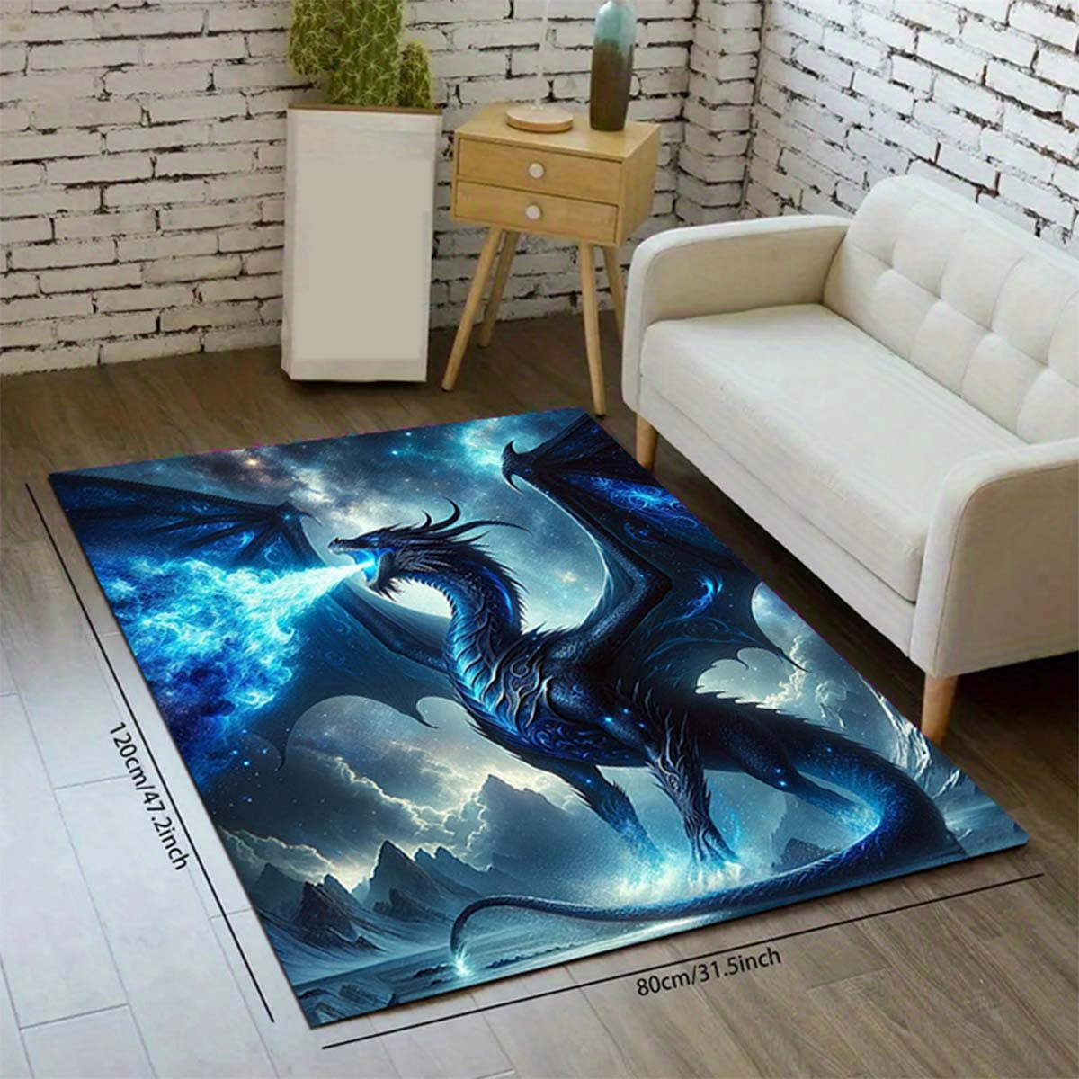 Intricate Detail, Dragon Fire 3D Area Rug - Large, Non-Slip Polyester Floor Mat for Living Room, Bedroom, Office, and Outdoor Decor, Rugs for Living Room