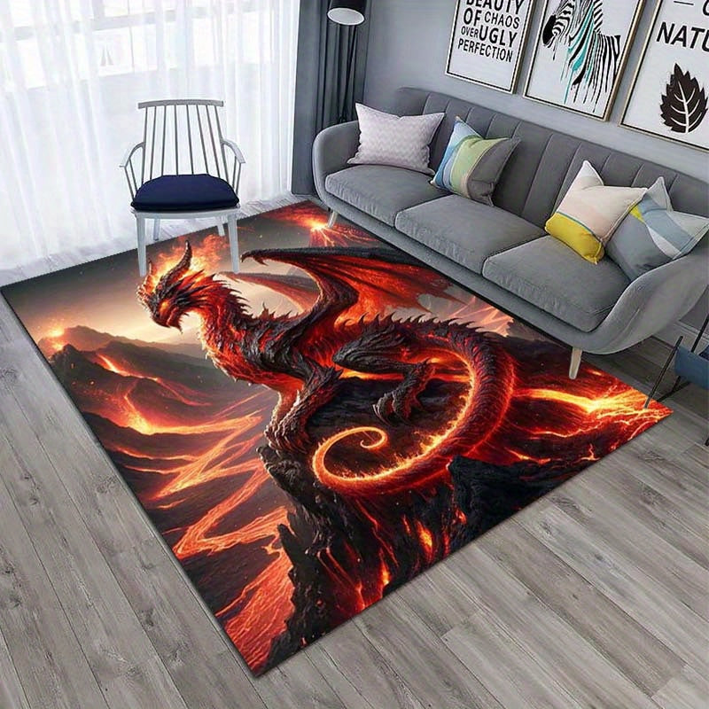 Luxurious Crystal Velvet Dragon Carpet - 800g/m2, Non-Slip & Hand-Washable, Perfect for Bedroom & Living Room Decor, PC, Classic Pattern