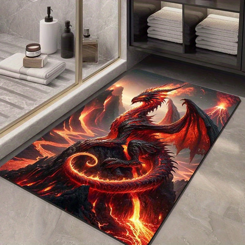 Luxurious Crystal Velvet Dragon Carpet - 800g/m2, Non-Slip & Hand-Washable, Perfect for Bedroom & Living Room Decor, PC, Classic Pattern