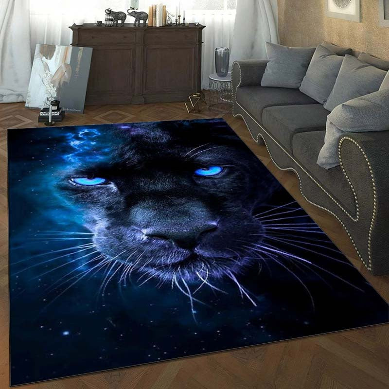 3D Cosmic Panther Print Area Rug - Polyester Non-Slip Carpet for Living Room, Bedroom, Chair Mat - Home Decor Floor Rug