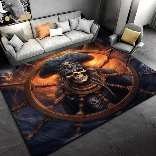 Pirate Captain 3D Printed Area Rug, Modern Polyester Indoor Carpet Floor Mat, Non-Slip Doormats for Living Room Bedroom Decor, Durable 800g/m2 Crystal Velvet Material, Large Size Options Available