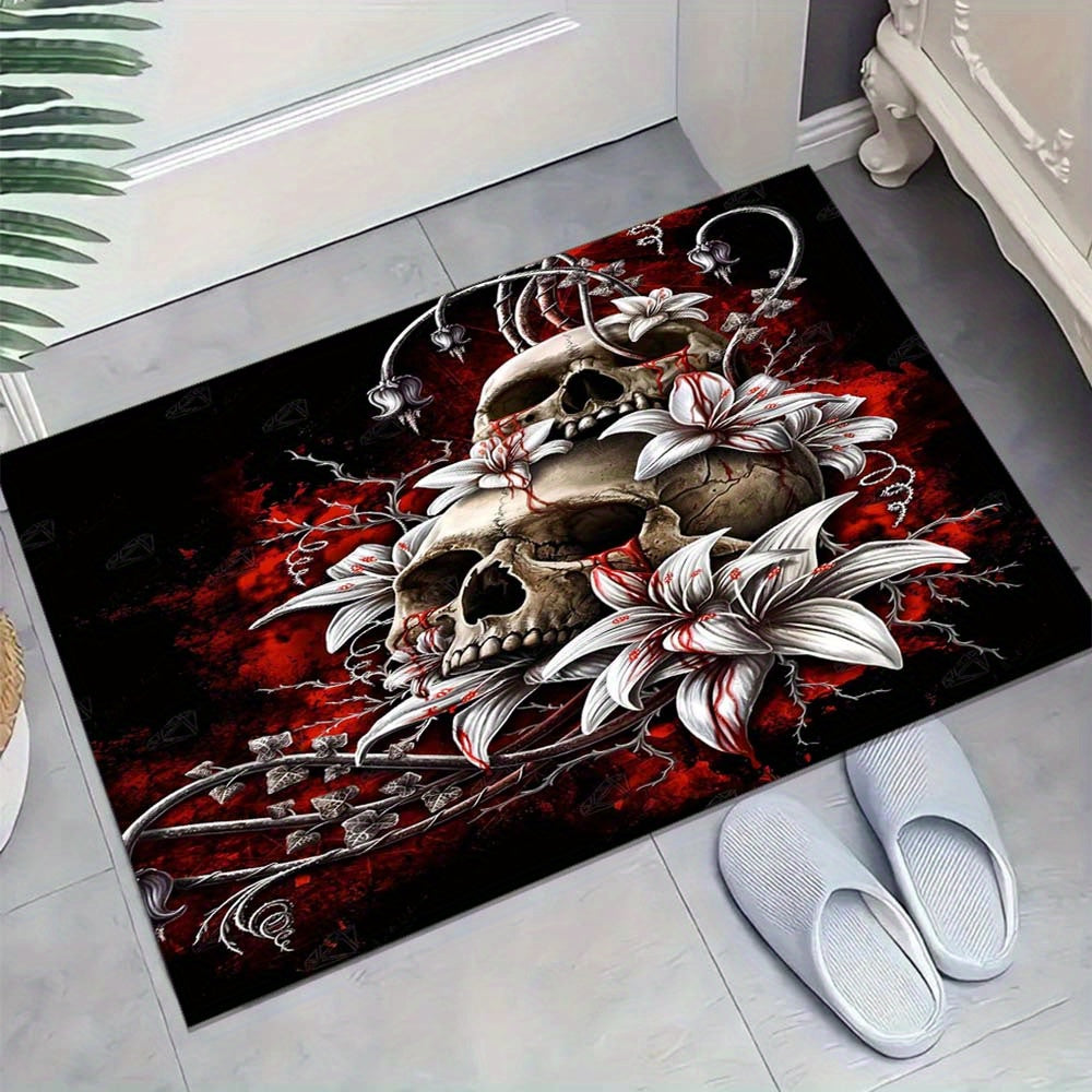 Bold Statement, Skull & Lily 3D Printed Crystal Velvet Carpet - Soft, Non-Slip Indoor Rug for Living Room, Bedroom, Office Decor - Large Sizes Available