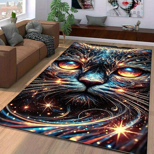 Luminous 3D Cat Print Crystal Velvet Carpet - Non-Slip, Soft Indoor Rug for Bedroom & Living Room Decor, Large Area (2.16m²)