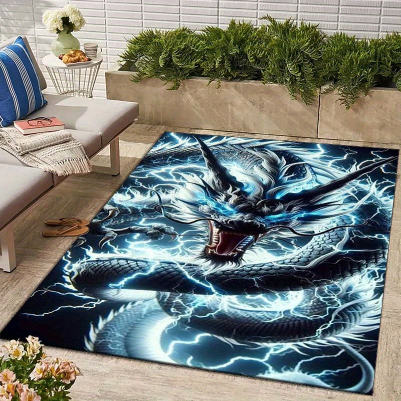 Luxurious Crystal Velvet Dragon Print Carpet - Non-Slip, Soft & Durable for Bedroom and Living Room Decor