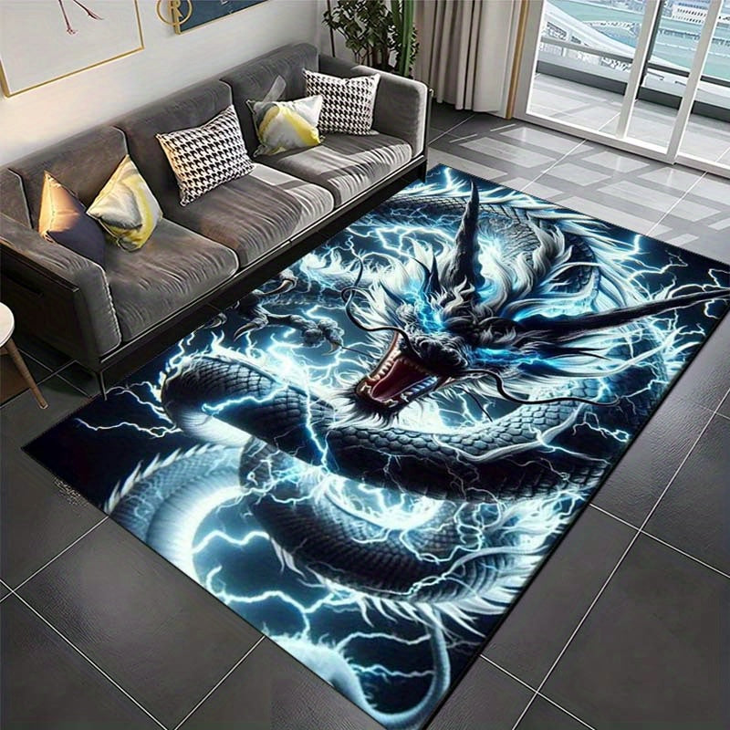 Luxurious Crystal Velvet Dragon Print Carpet - Non-Slip, Soft & Durable for Bedroom and Living Room Decor