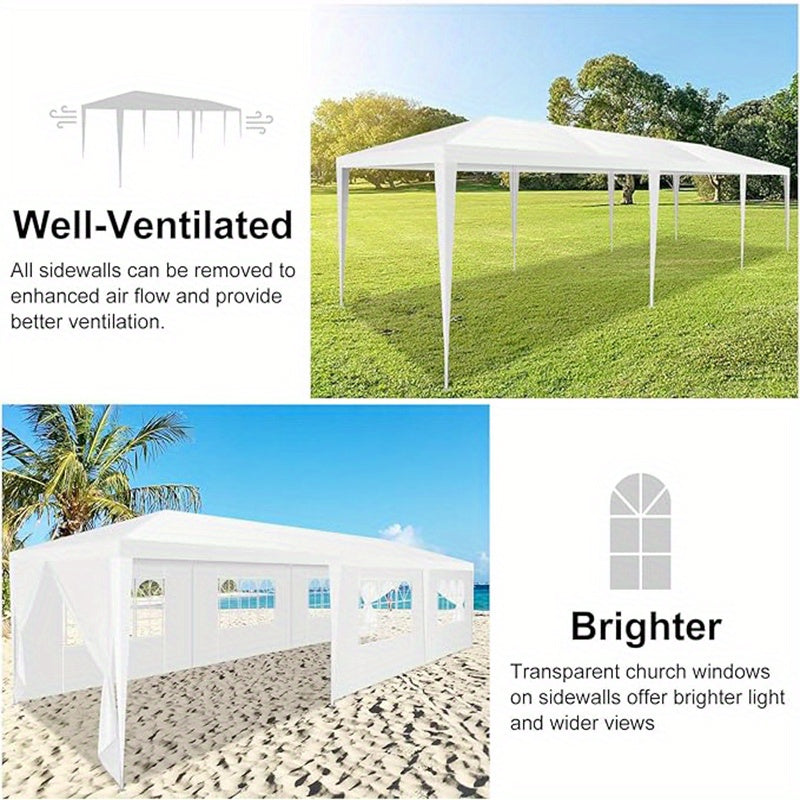 CAROMA 10x30ft Collapsible party tent with 8 detachable sidewalls, perfect for parties, weddings, business events and can be assembled without tools