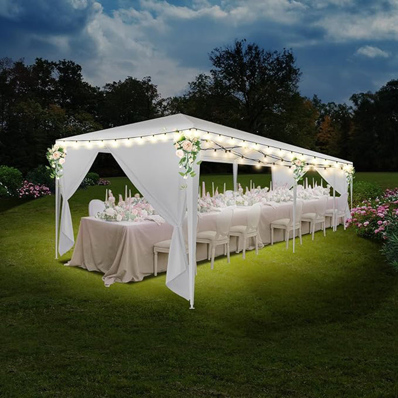 CAROMA 10x30ft Collapsible party tent with 8 detachable sidewalls, perfect for parties, weddings, business events and can be assembled without tools