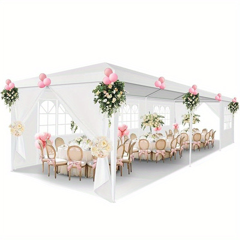 CAROMA 10x30ft Collapsible party tent with 8 detachable sidewalls, perfect for parties, weddings, business events and can be assembled without tools