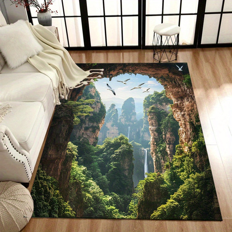 800g/m² Crystal Velvet 3D Nature Printed Carpet - Non-slip Living Room or Bedroom Rug - Home Decoration - 1.8M+ Longest Side - 2.16m²+ Area - Viscose Material