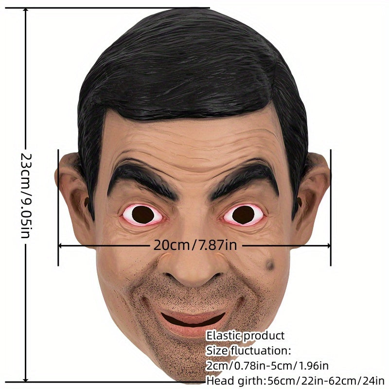 Premium Latex Mr. Bean Costume Mask - Realistic, Breathable & Comfortable for Halloween, Parties & Pranks - Fits Most Adults