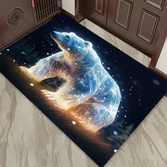 Polar Bear 3D Print Area Rug - Non-Slip, Machine Washable Polyester Carpet for Living Room, Bedroom, Kitchen & Game Area - Perfect Home Decor Gift