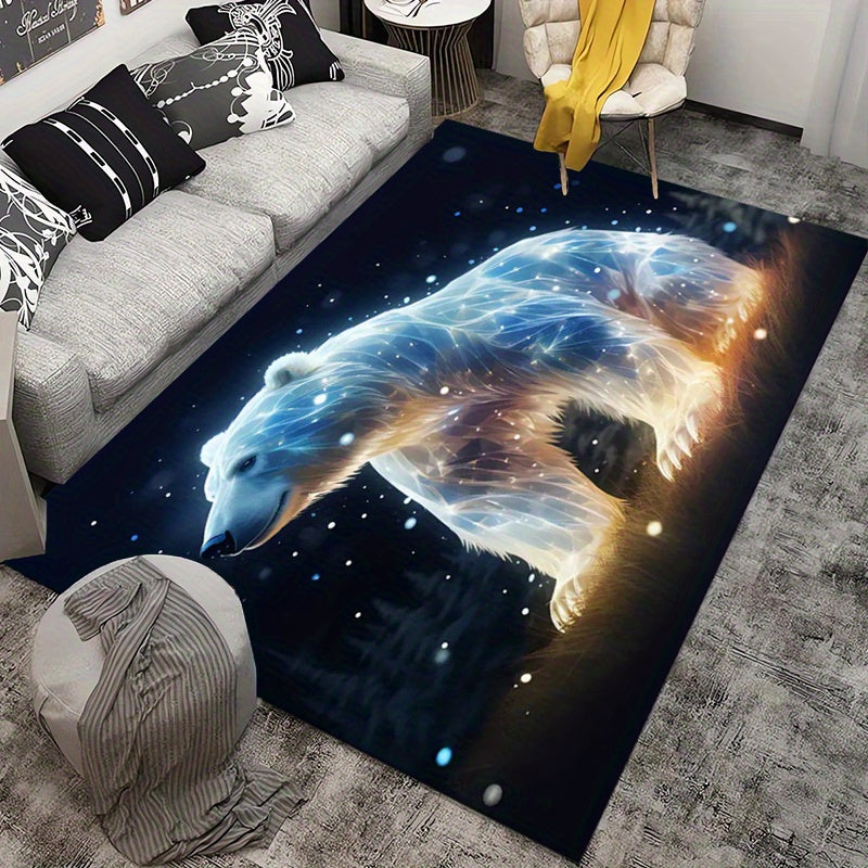 Polar Bear 3D Print Area Rug - Non-Slip, Machine Washable Polyester Carpet for Living Room, Bedroom, Kitchen & Game Area - Perfect Home Decor Gift