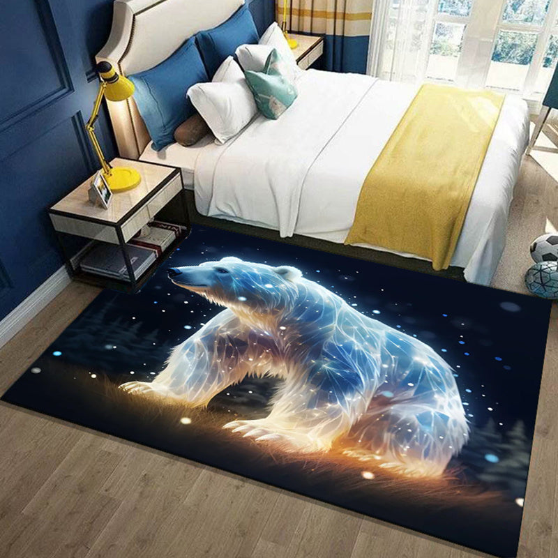 Polar Bear 3D Print Area Rug - Non-Slip, Machine Washable Polyester Carpet for Living Room, Bedroom, Kitchen & Game Area - Perfect Home Decor Gift