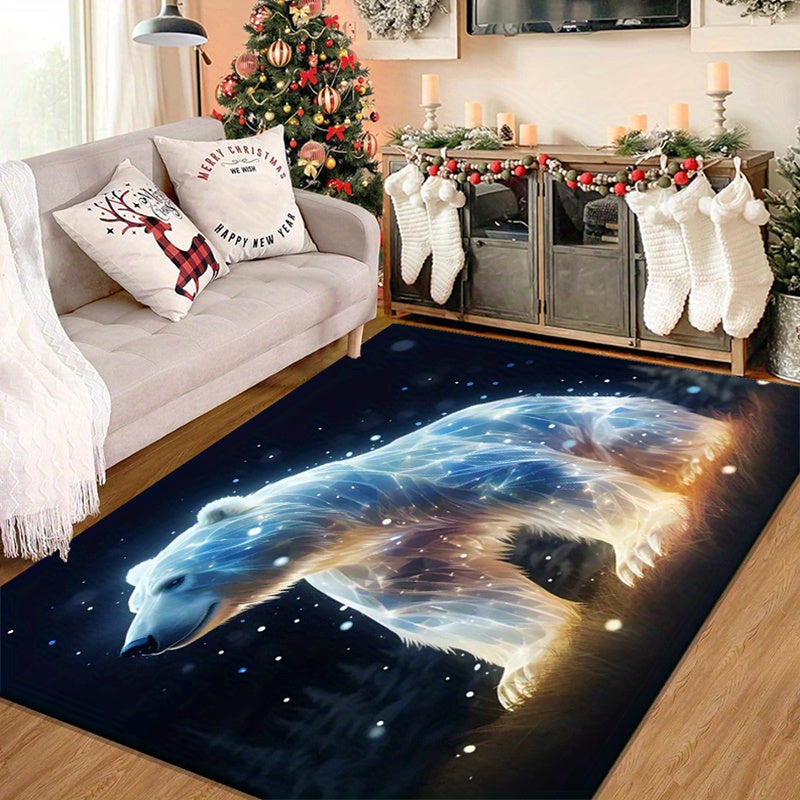 Polar Bear 3D Print Area Rug - Non-Slip, Machine Washable Polyester Carpet for Living Room, Bedroom, Kitchen & Game Area - Perfect Home Decor Gift