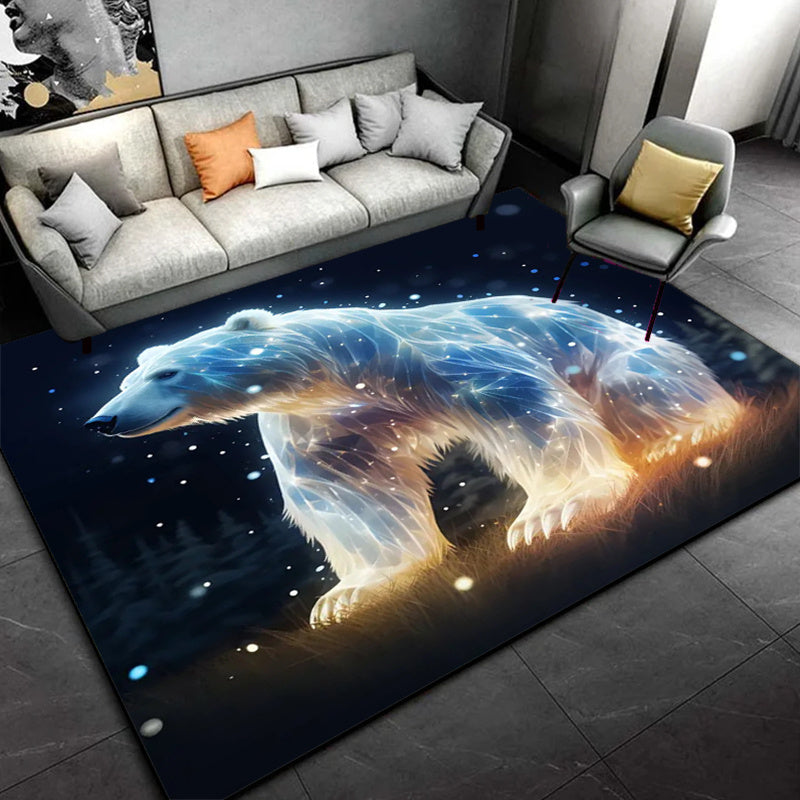 Polar Bear 3D Print Area Rug - Non-Slip, Machine Washable Polyester Carpet for Living Room, Bedroom, Kitchen & Game Area - Perfect Home Decor Gift