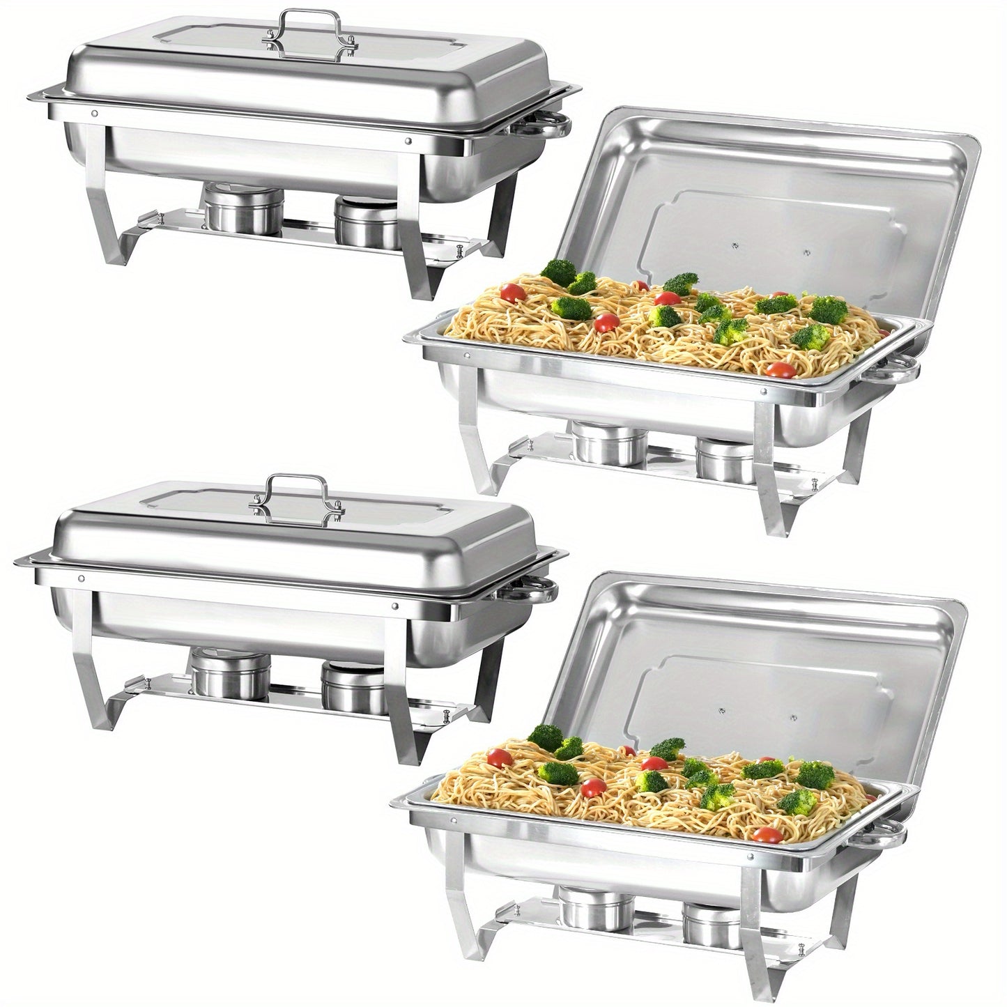 2/4/6/8 Stück 9L Chafing Dish Buffet Set Edelstahl Warmhaltebehälter Speisenwärmer Wärmebehälter für Catering, Buffet und Party