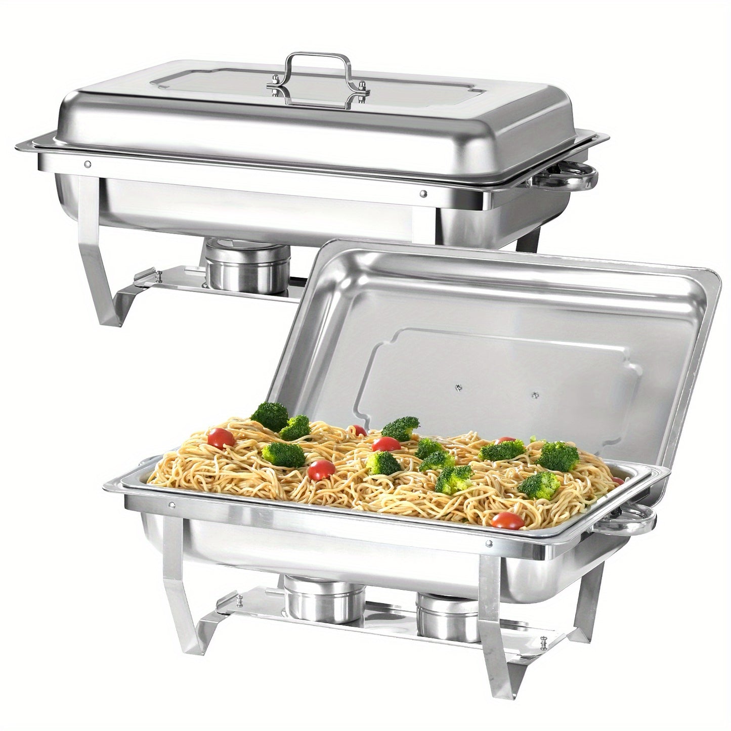 2/4/6/8 Stück 9L Chafing Dish Buffet Set Edelstahl Warmhaltebehälter Speisenwärmer Wärmebehälter für Catering, Buffet und Party