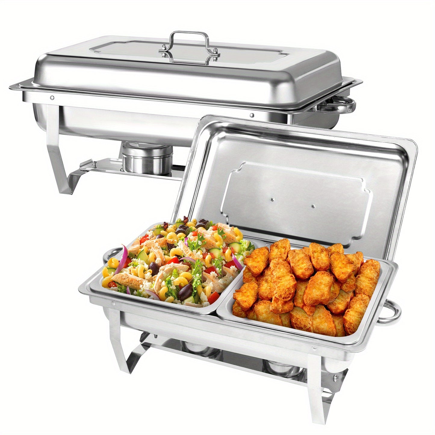 2/4/6/8 Stück 9L Chafing Dish Buffet Set Edelstahl mit halber Größe Lebensmittel Pfannen Wärmebehälter für Catering, Buffet und Party