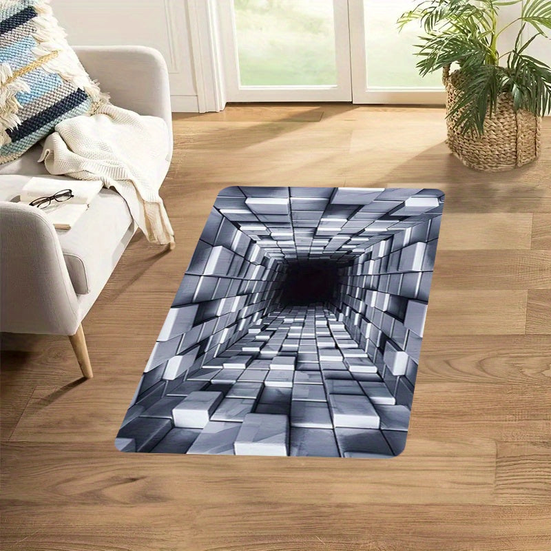 3D Illusion Area Rug - Soft Franela Sponge Material, Non-Slip & Machine Washable Polyester Carpet for Entryway, Living Room, Bedroom, Kitchen, Bathroom, Game Room & Dorm Decor, Indoor Use Only