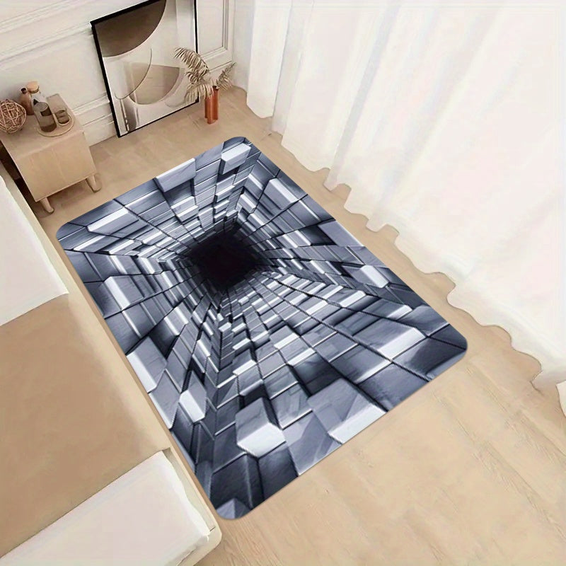 3D Illusion Area Rug - Soft Franela Sponge Material, Non-Slip & Machine Washable Polyester Carpet for Entryway, Living Room, Bedroom, Kitchen, Bathroom, Game Room & Dorm Decor, Indoor Use Only