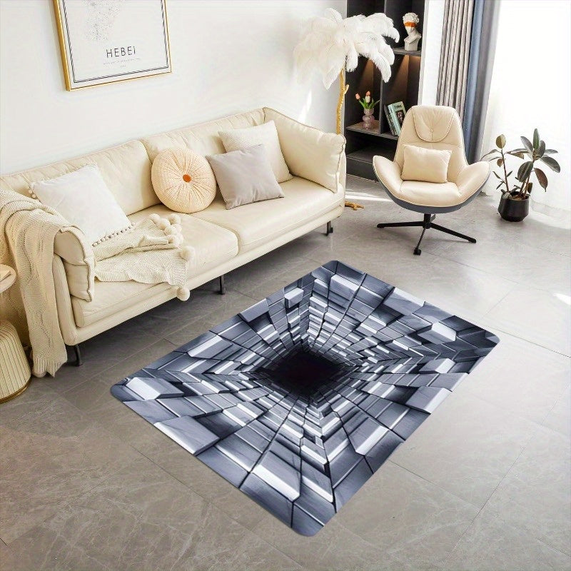 3D Illusion Area Rug - Soft Franela Sponge Material, Non-Slip & Machine Washable Polyester Carpet for Entryway, Living Room, Bedroom, Kitchen, Bathroom, Game Room & Dorm Decor, Indoor Use Only